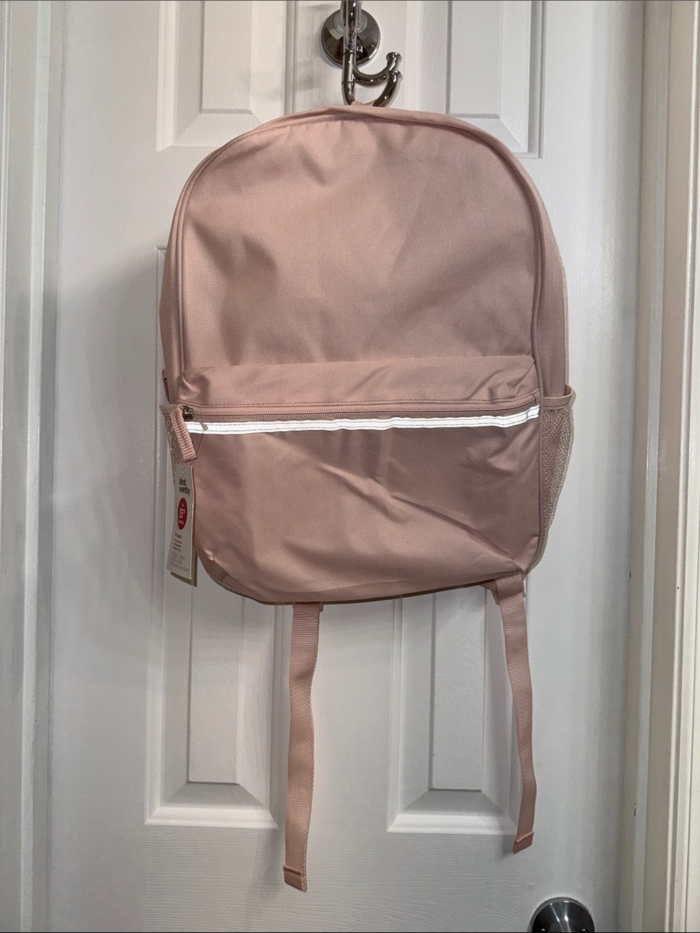 Blush Pink Casual Backpack with Reflective Strip, Fit 15” Laptop, NEW